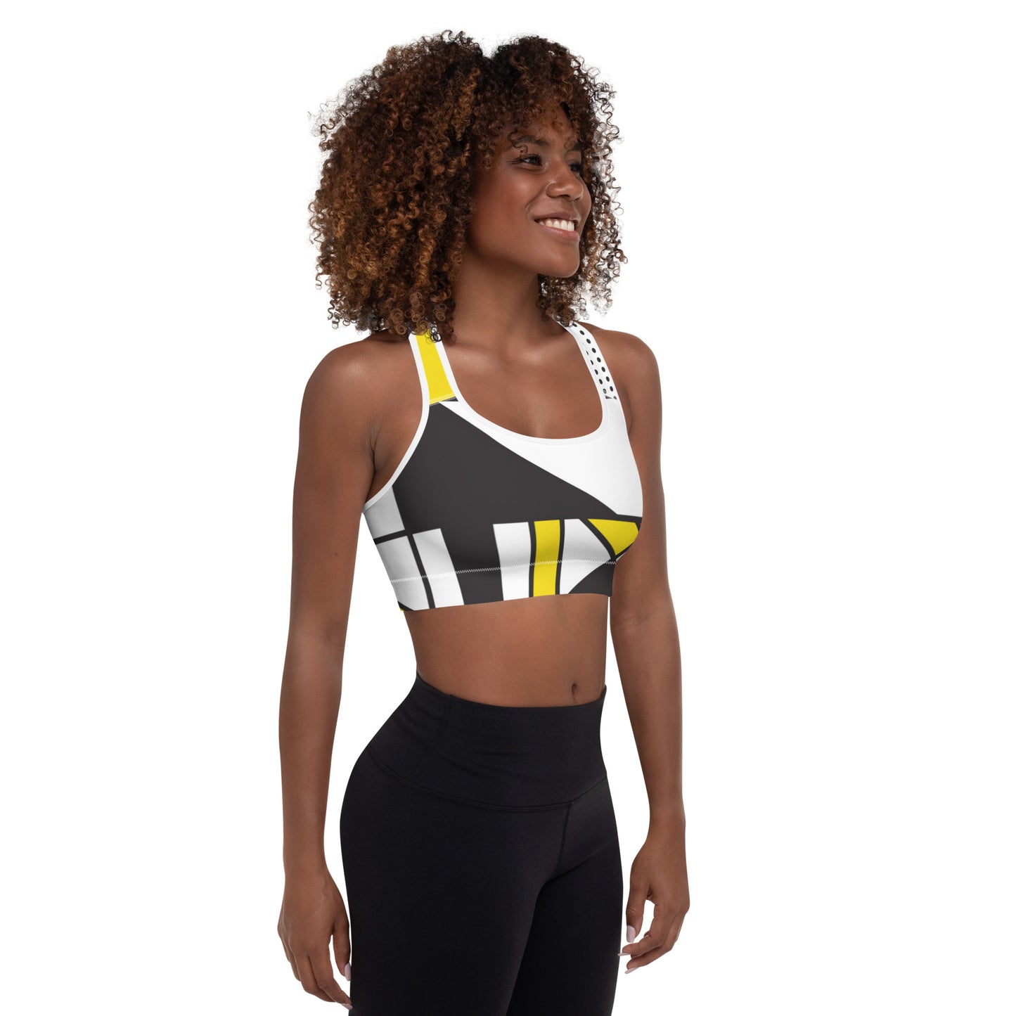 Padded Sports Bra with Mondrian design, sourced Vecteezy.com