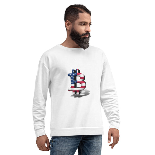 Unisex Sweatshirt with Bitcoin & USA flag logo design (shipping to Europe)