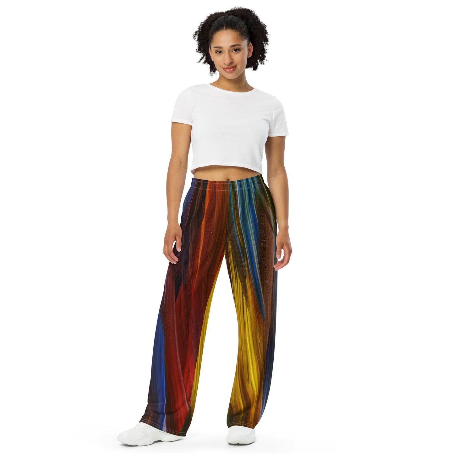 All-over print unisex wide-leg pants with hot colorful design (shipping to US, Canada & Europe)