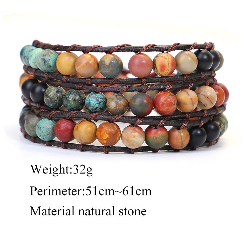 Hot Selling Handmade African Turquoise Bracelet Hand Woven Natural Stone
