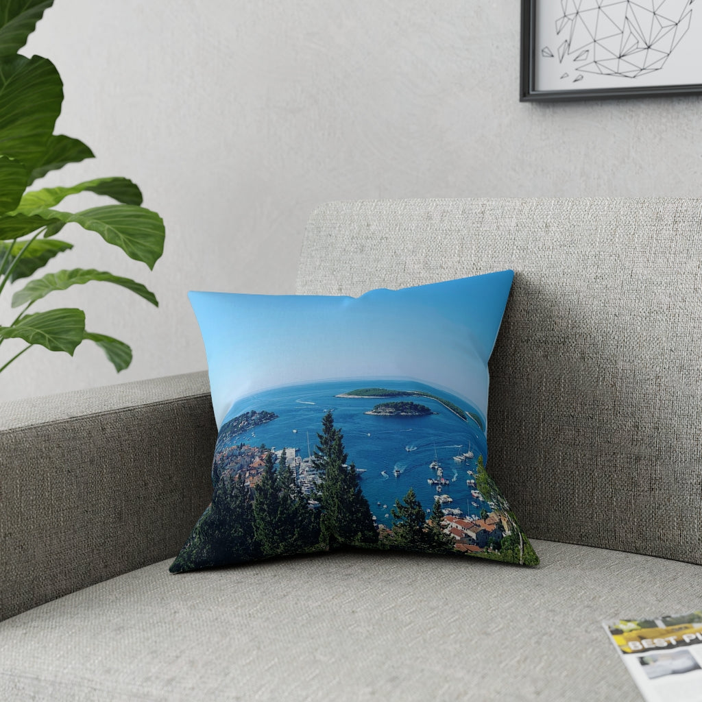 Broadcloth Pillow (US origin) with Hvar photo Croatia island