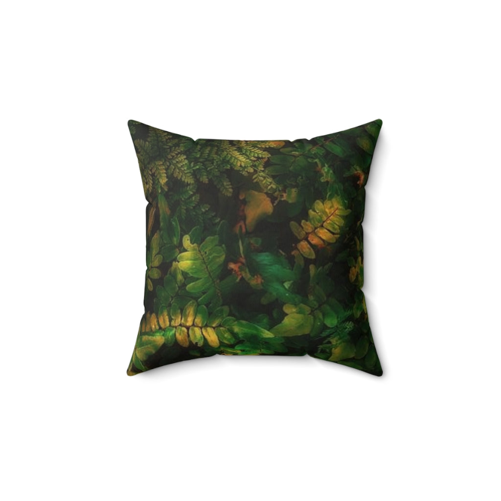 Square Pillow (US origin) with colorful forest design (shipping to US, Canada and Europe)