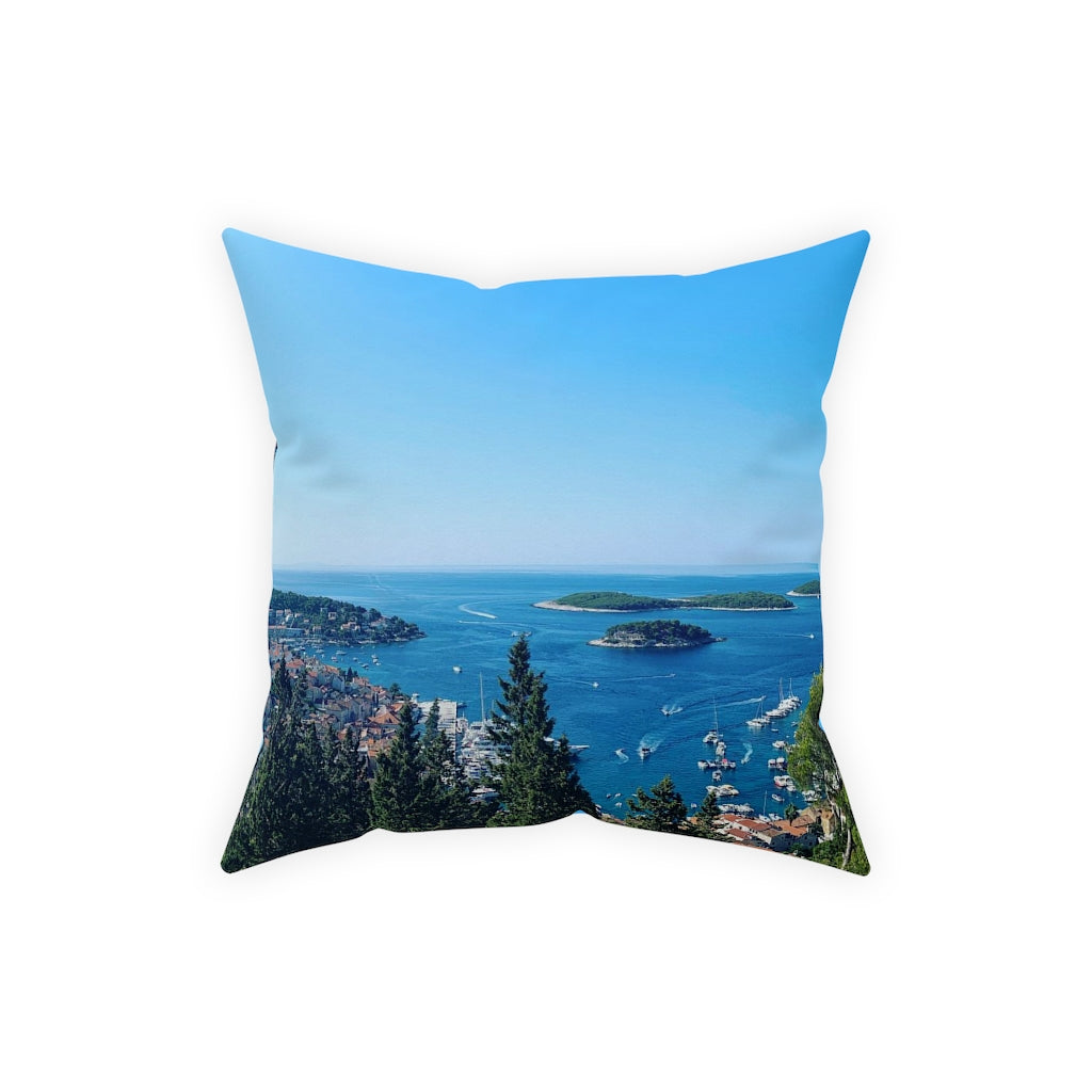 Broadcloth Pillow (US origin) with Hvar photo Croatia island