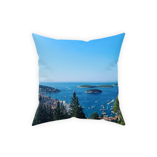 Broadcloth Pillow (US origin) with Hvar photo Croatia island