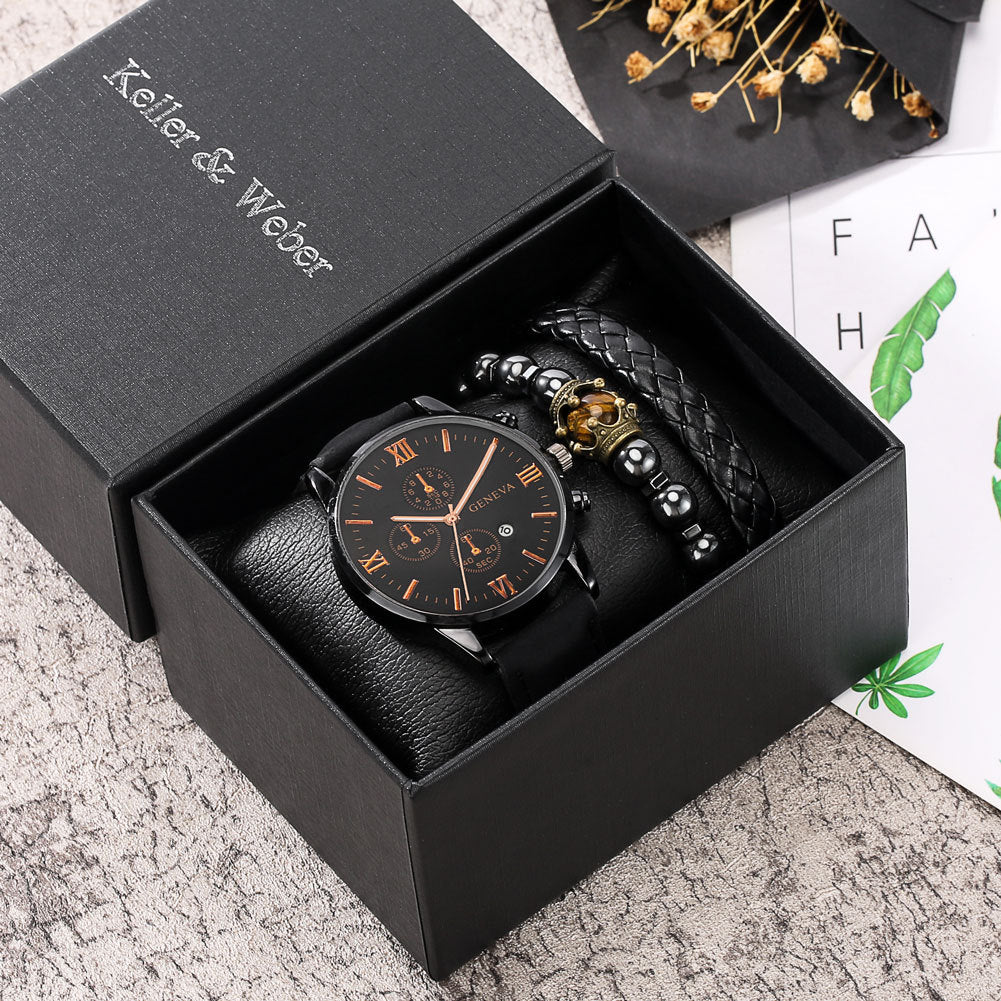 Gift Box Set Men's Quartz Watch Bracelet Fashion (shipping from China)