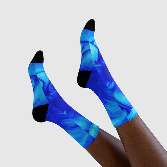 Socks (EU origin) with colorful blue design (shipping to EU, US & Canada)