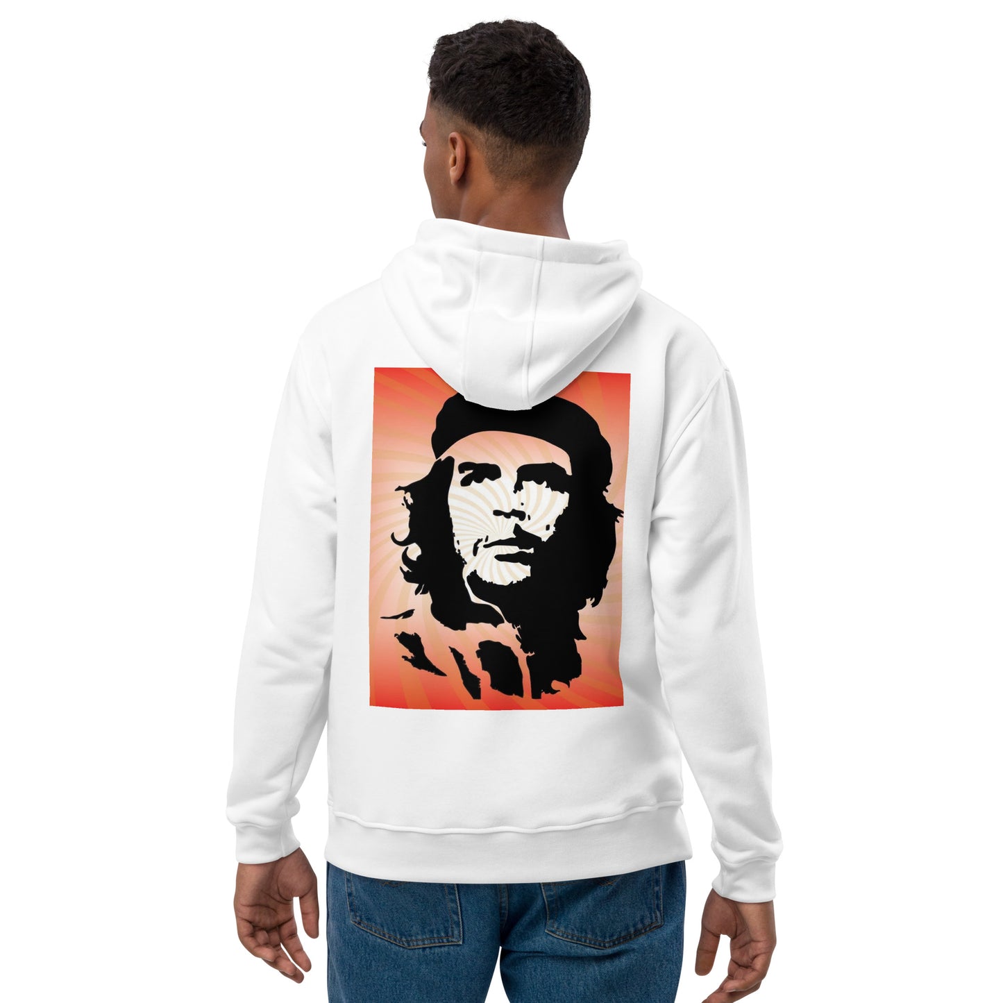 Premium eco hoodie with Che Guearra design (sourced Vecteezy.com)