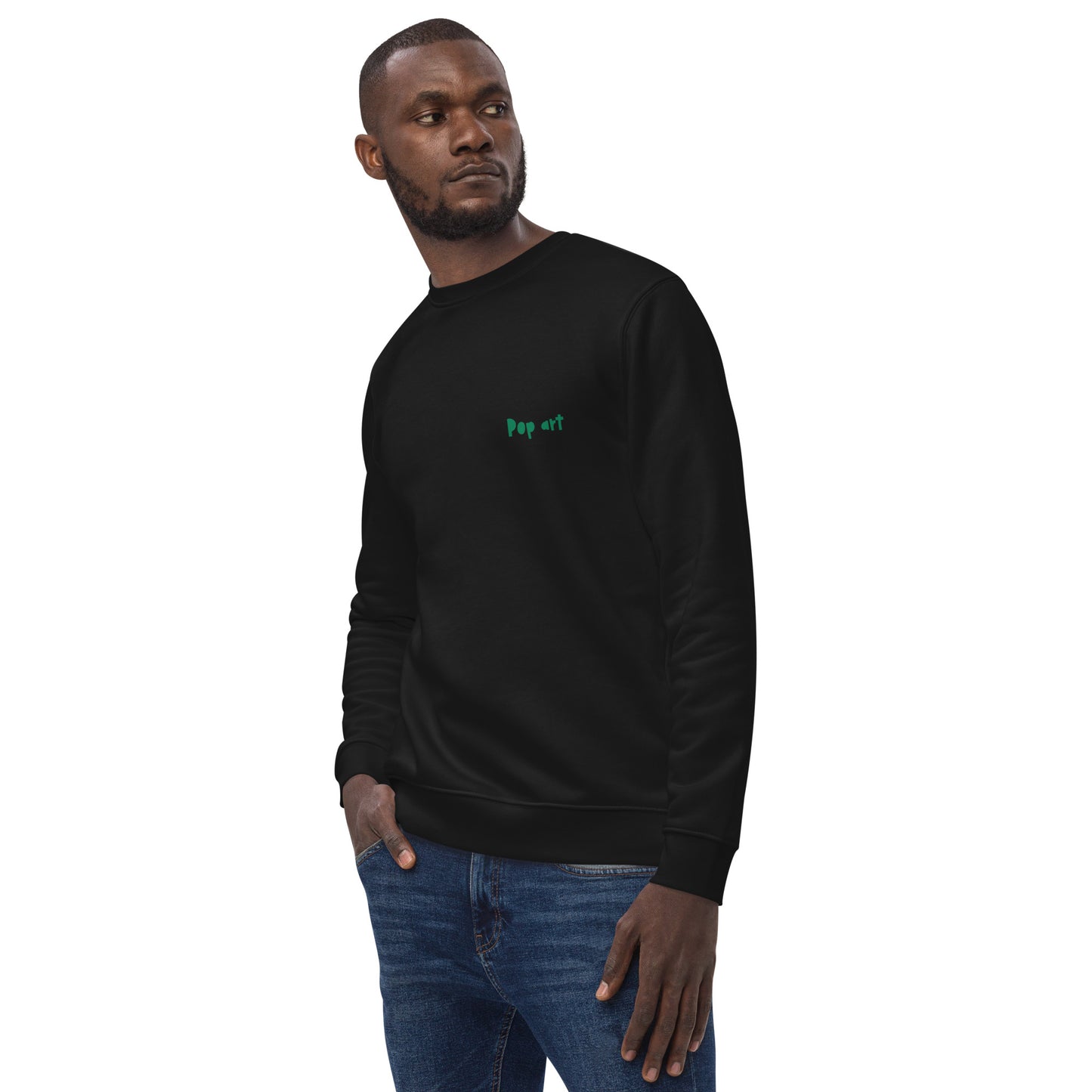 Unisex eco sweatshirt with pop art Wow design (Vecteezy.com)