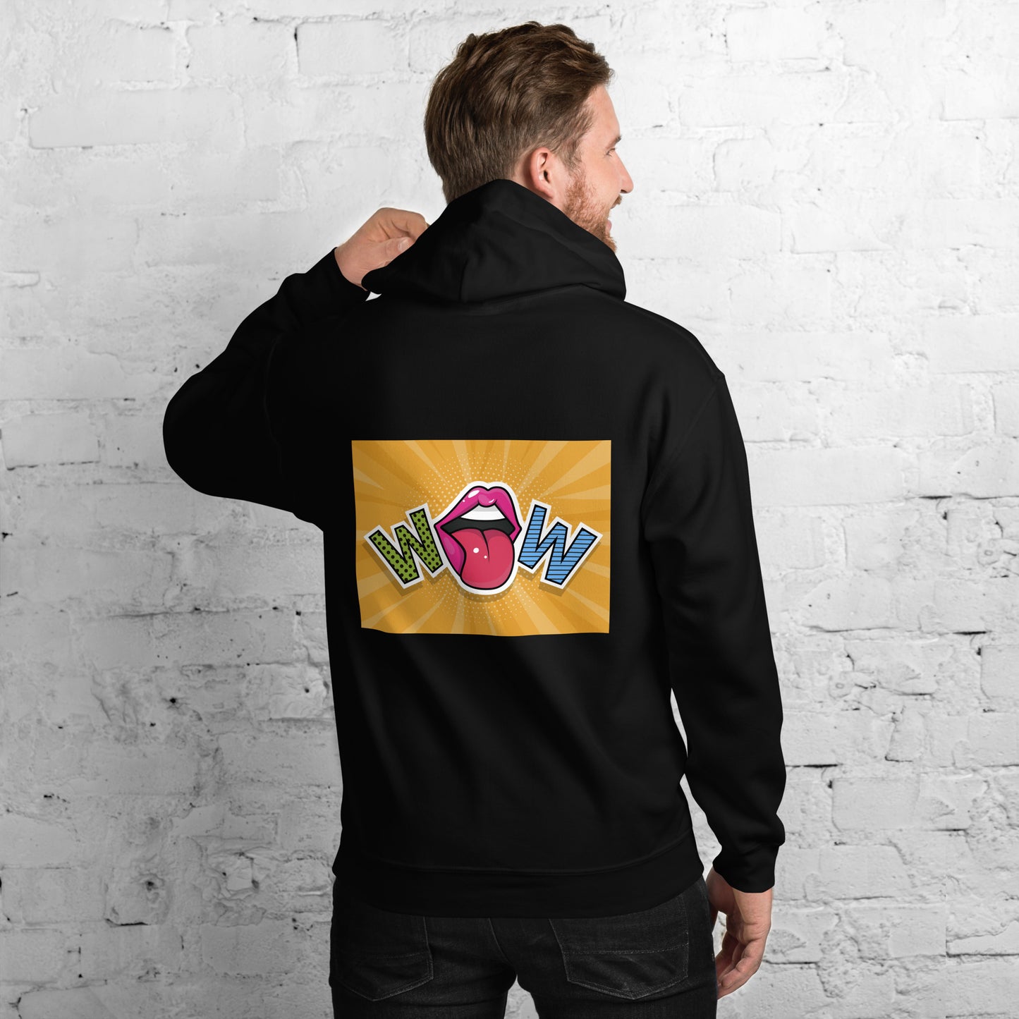 Unisex Hoodie with Wow design, by Vecteezy.com