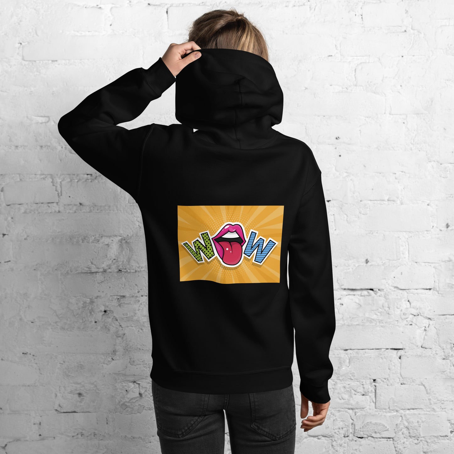 Unisex Hoodie with Wow design, by Vecteezy.com