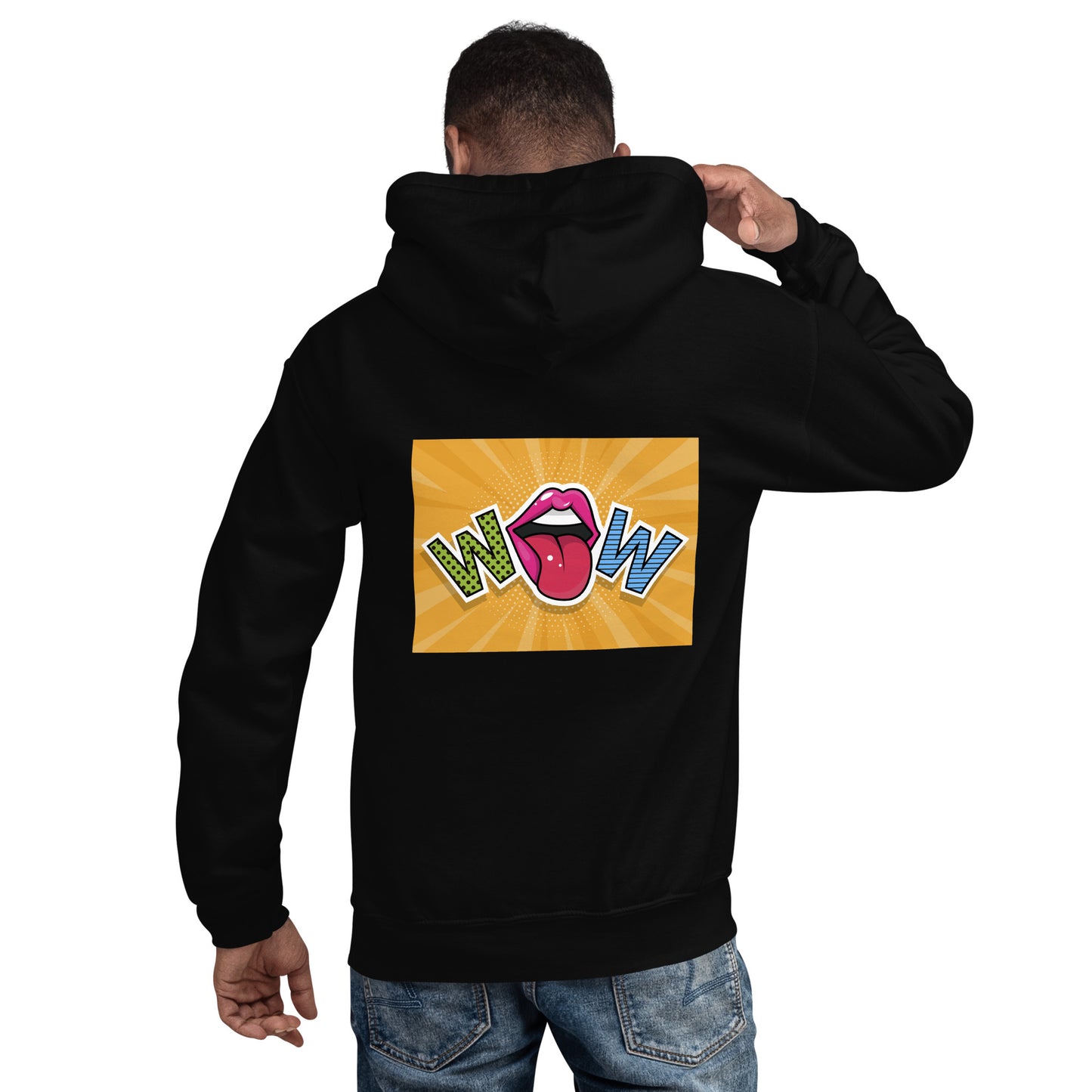 Unisex Hoodie with Wow design, by Vecteezy.com