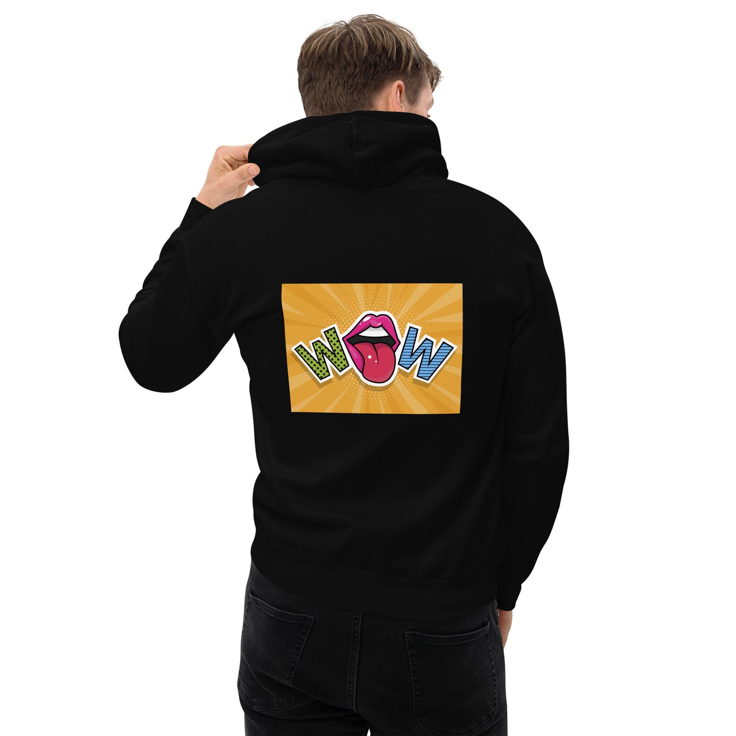 Unisex Hoodie with Wow design, by Vecteezy.com