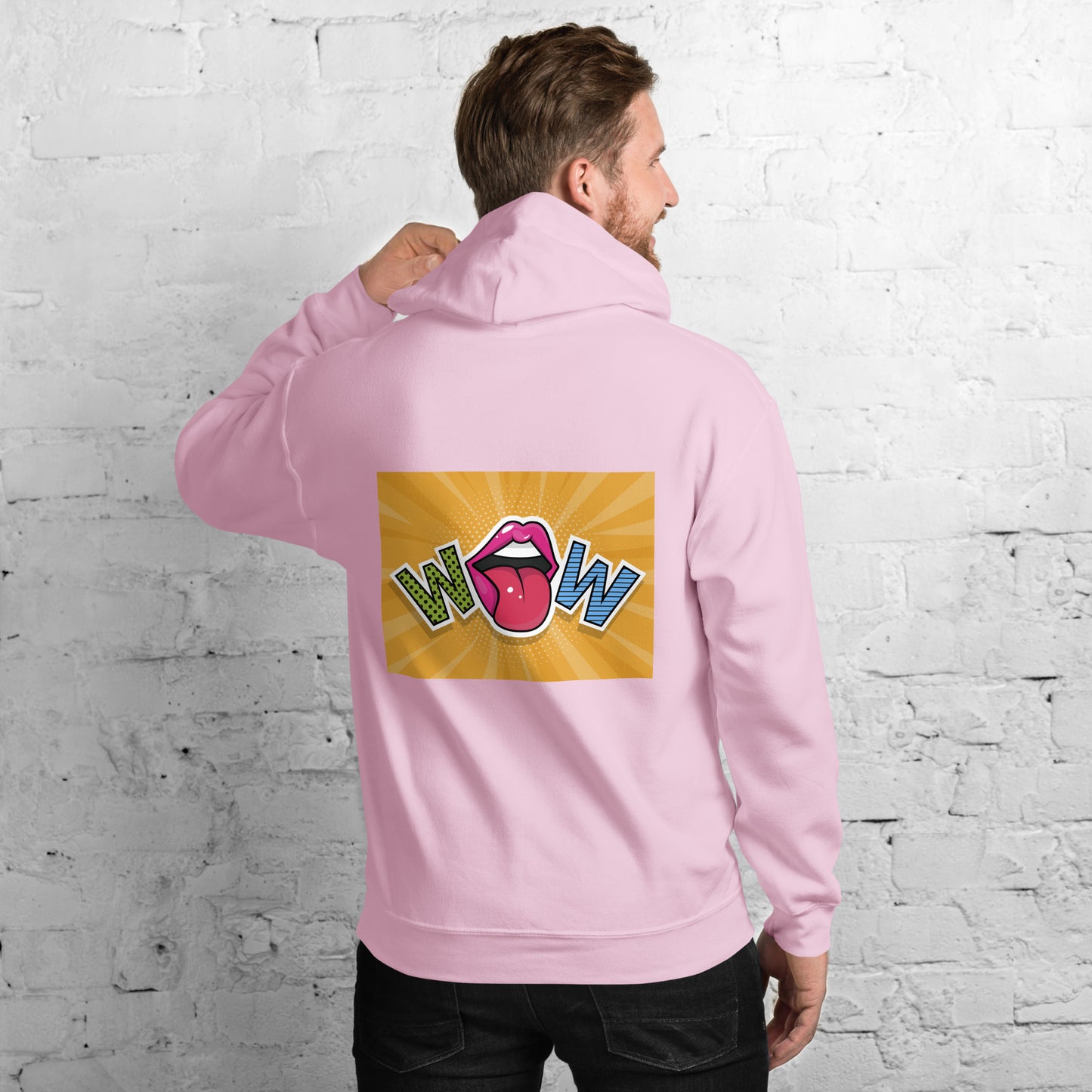 Unisex Hoodie with Wow design, by Vecteezy.com