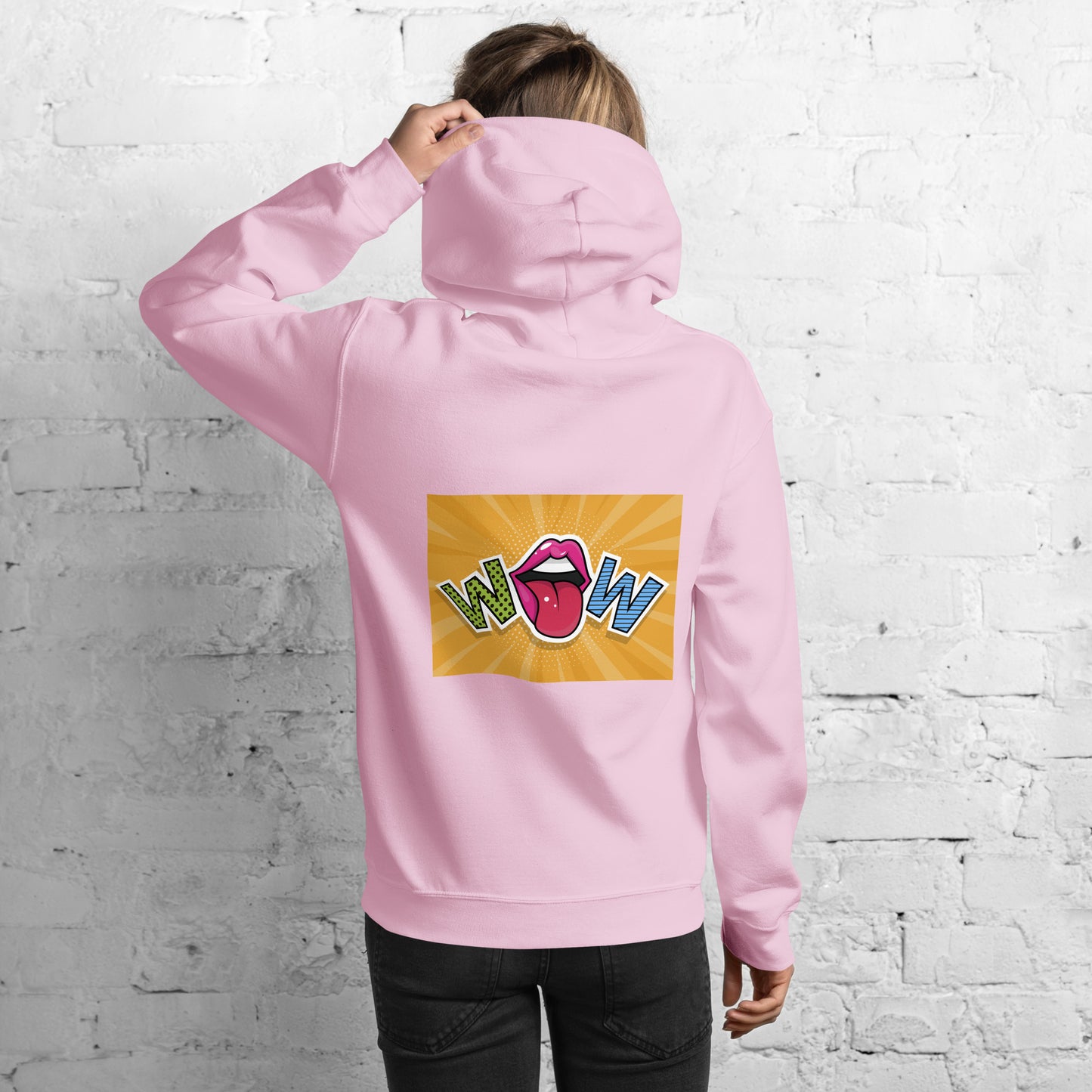 Unisex Hoodie with Wow design, by Vecteezy.com