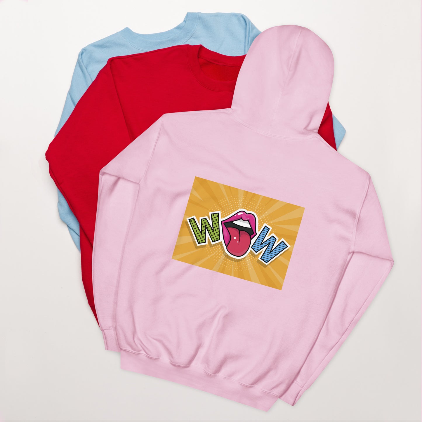 Unisex Hoodie with Wow design, by Vecteezy.com