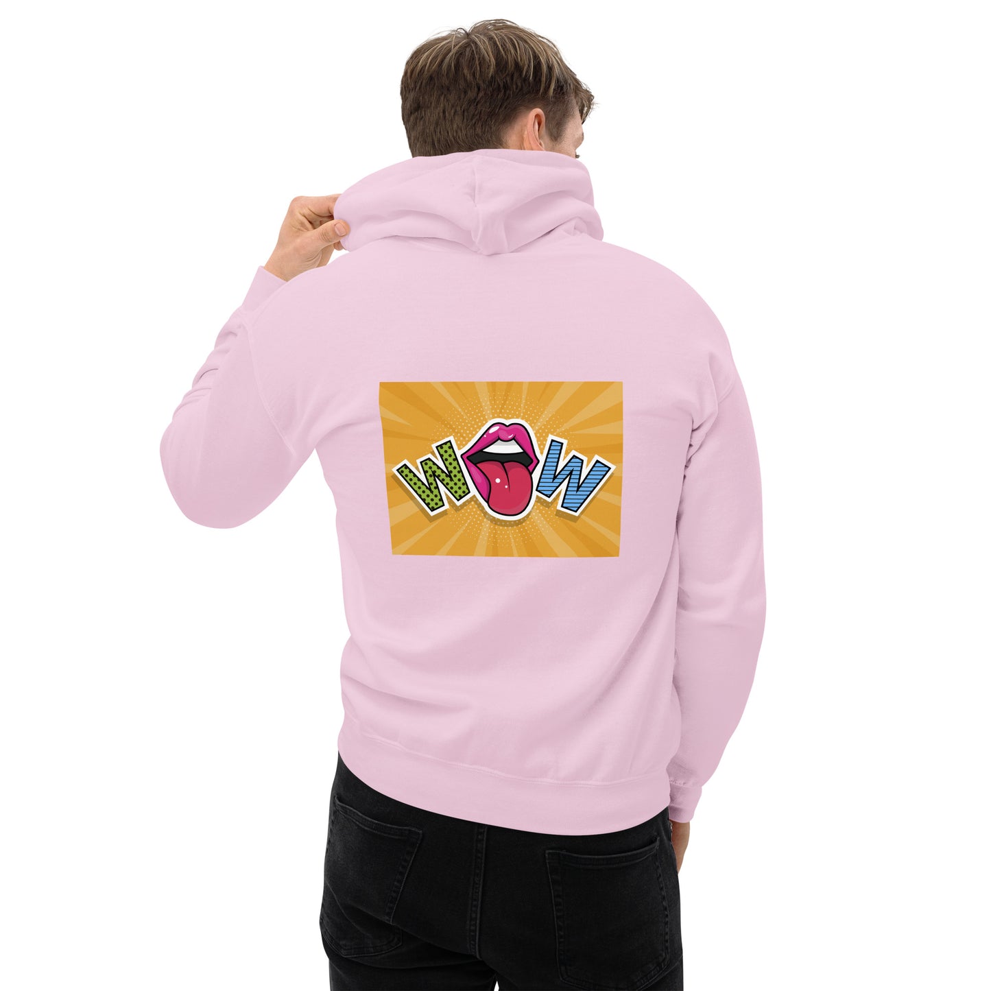 Unisex Hoodie with Wow design, by Vecteezy.com