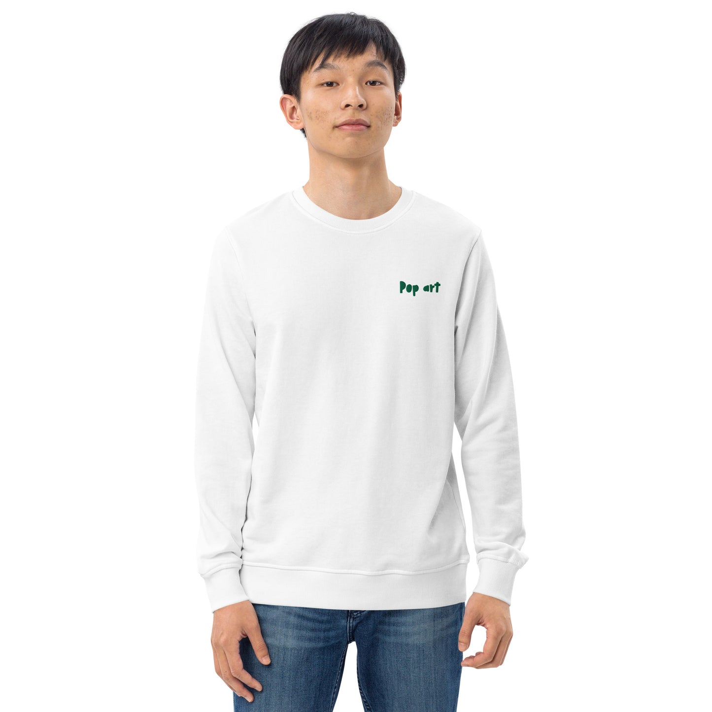 Unisex organic sweatshirt with pop art design