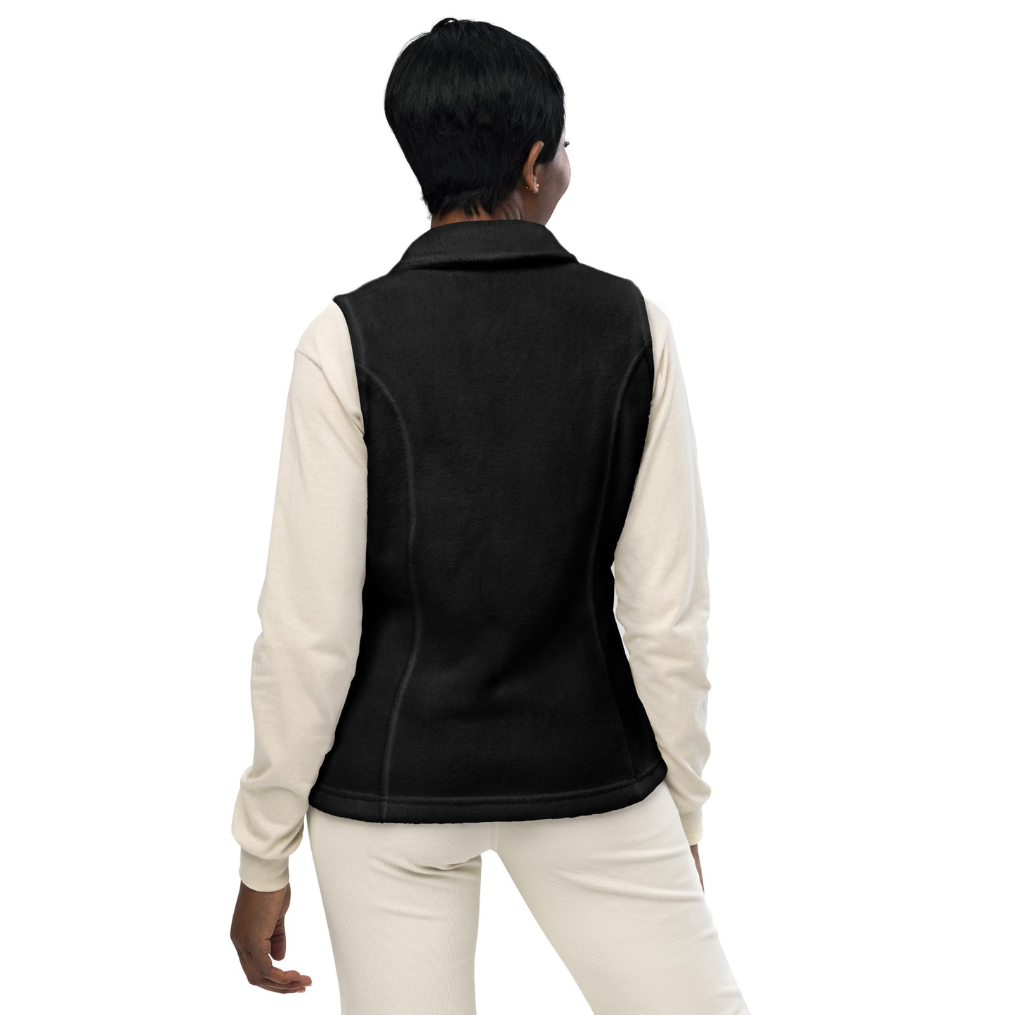 Women’s Columbia fleece vest with Love design