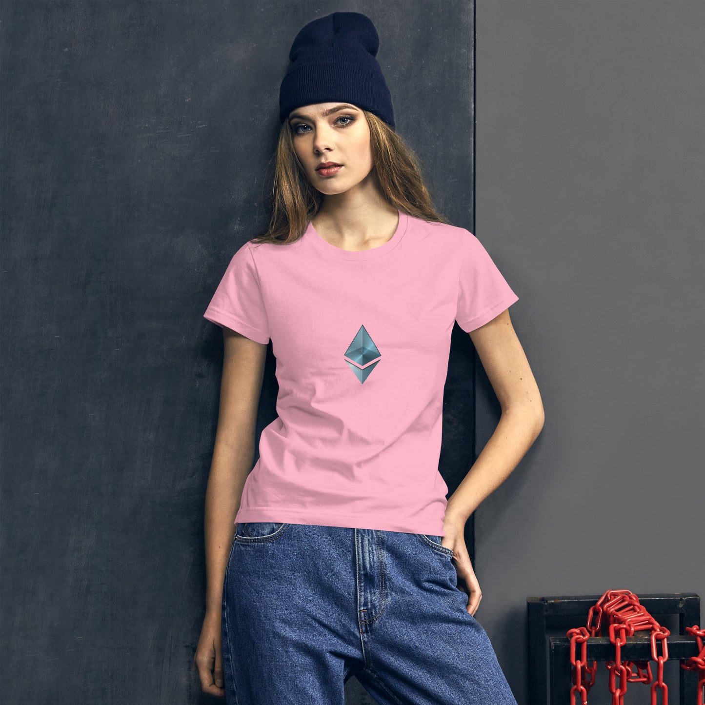 Women's short sleeve t-shirt with ETH Ethereum design (shipping to Europe)