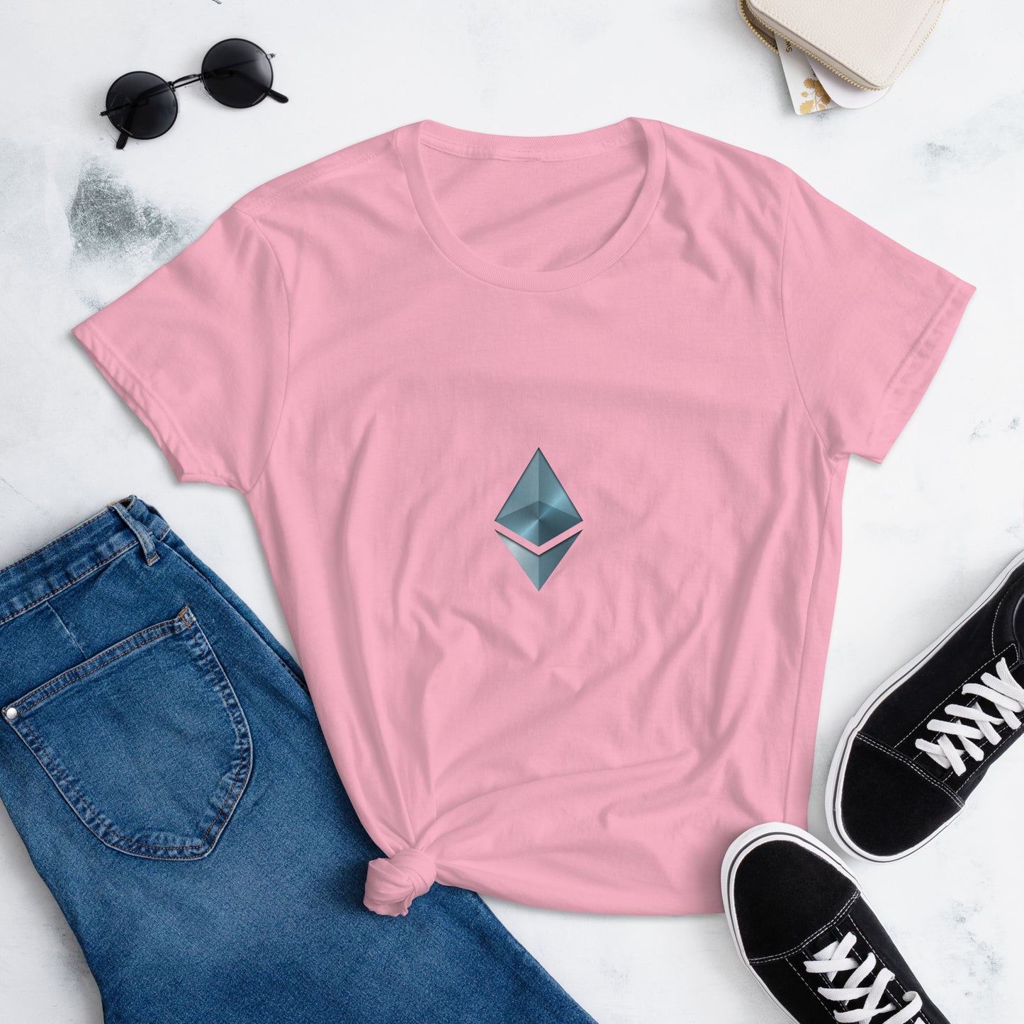 Women's short sleeve t-shirt with ETH Ethereum design (shipping to Europe)